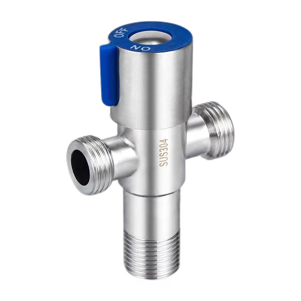 Blue Handle 180 ° Valv ta 'l-angolu bi tliet direzzjonijiet ta' żbokk doppju Blue Handle 180 ° Valv ta 'l-angolu bi tliet direzzjonijiet ta' żbokk doppju