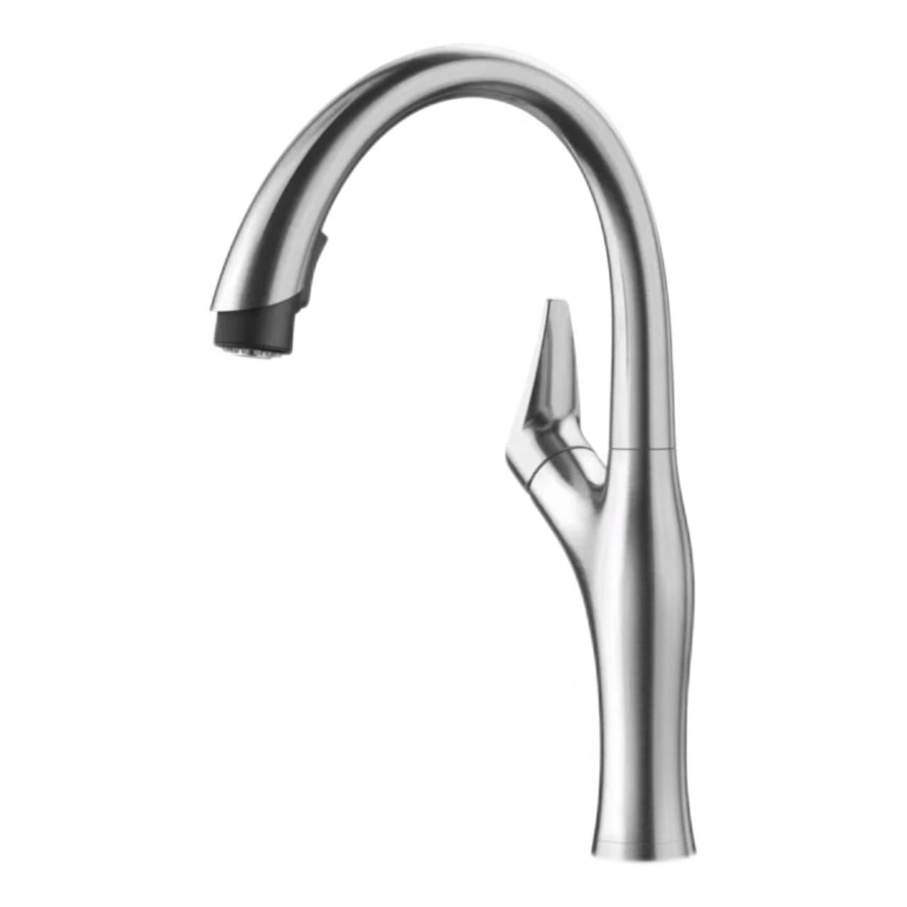 Brushed Stainless Steel Gooseneck Issimplifikat Faucet Pull-Out Brushed Stainless Steel Gooseneck Issimplifikat Faucet Pull-Out
