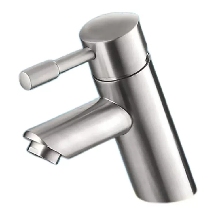 Faucet tal-baċin sħun u kiesaħ ċilindriku slanted brushed
