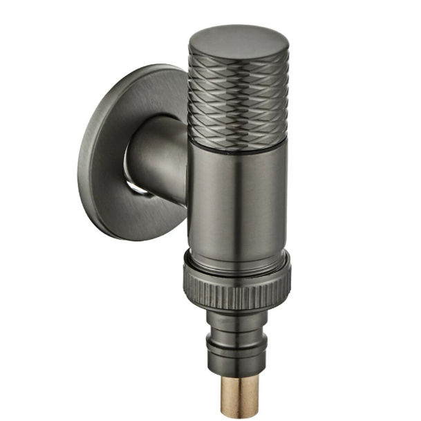 Gun Griż Knurled Handle Water Stop Angle Valve