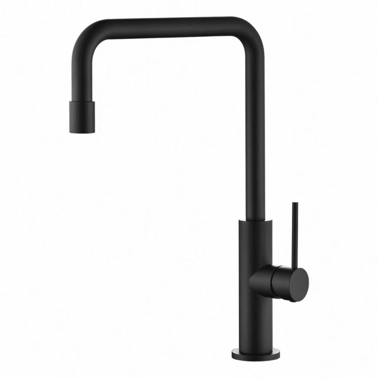 Faucet Sħun u Kesħin tal-Kċina Knurled Tube Minimalista f'forma ta 'L Faucet Sħun u Kesħin tal-Kċina Knurled Tube Minimalista f'forma ta 'L