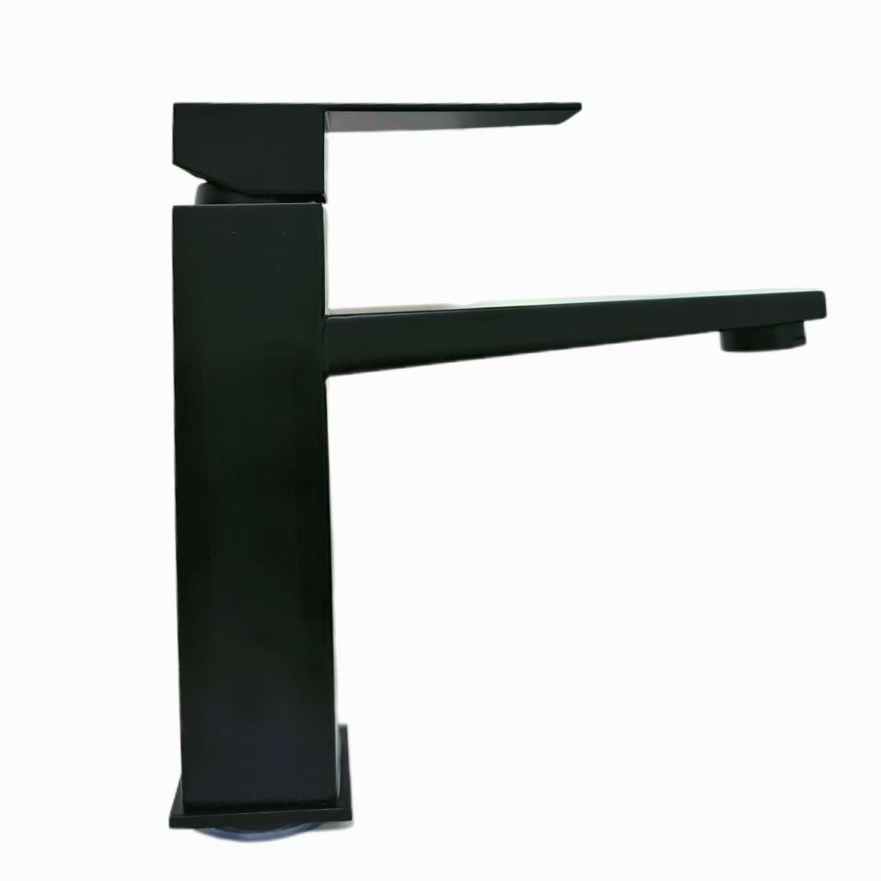 Faucet tal-Baċin Kwadru Iswed Ġlata ta 'Stil Minimalista Modern