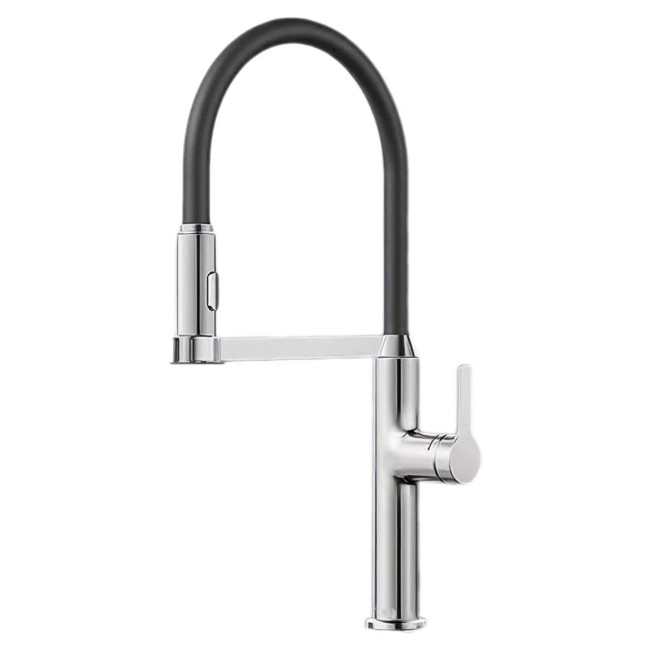 Faucet tas-sink tal-ilma sħun u kiesaħ b'manku wieħed tat-tubu kkurvat tas-silikonju