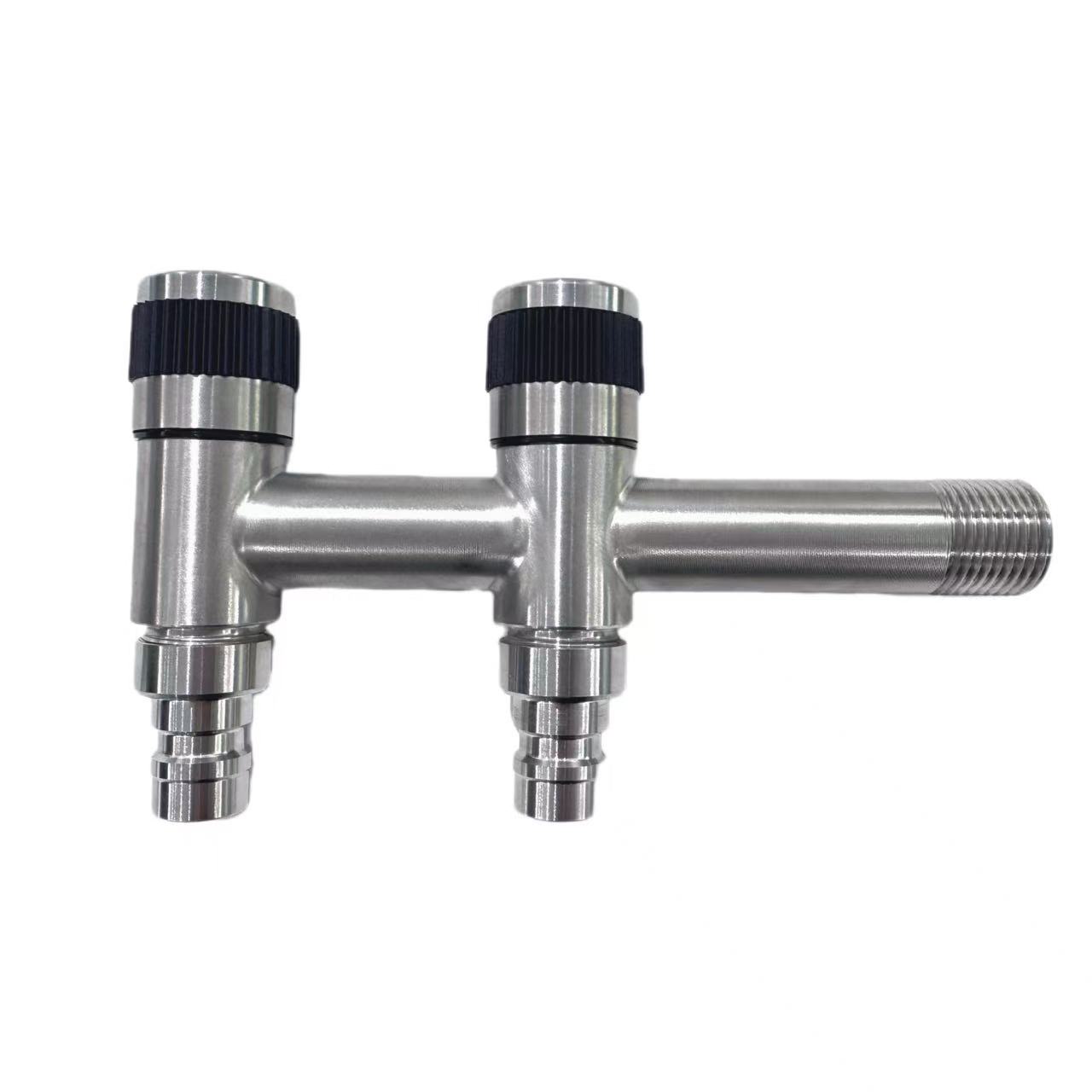 Faucet tal-magni tal-ħasil b'użu doppju tal-istainless steel b'daħla waħda u żewġ ħwienet